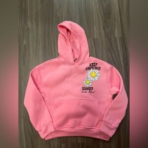 Pink Velvet girls Pink Graphic Hoodie with Daisy Print and positiveness size 5/6